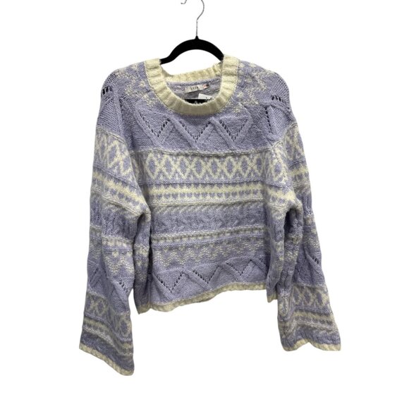 LUSH Women's Lilac Cropped Fair Isle Sweater XL - Picture 2 of 4
